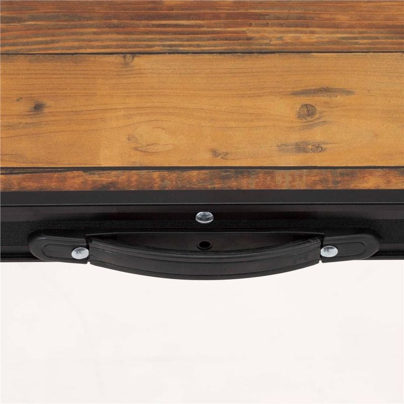 Sport si Outdoor - Camping - Mobilier pentru camping - Mese camping - Set masa pliabila cu 2 banci pentru camping, reglabila pe inaltime, MDF si aluminiu, 90x60x70 cm, maro si negru - Infinity.ro