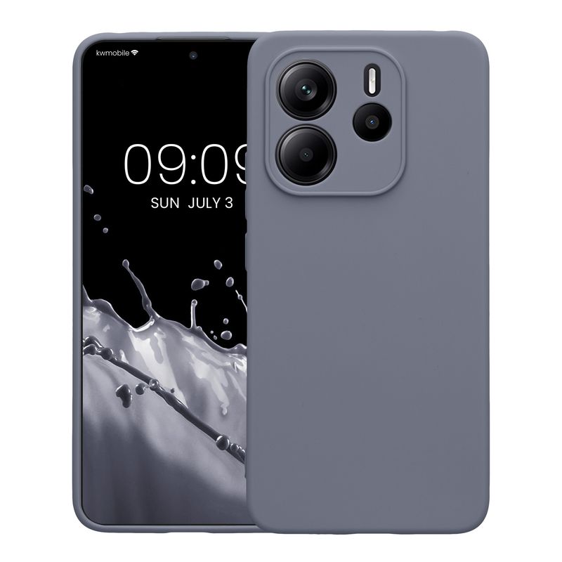 Laptop, Telefoane si Tablete - Telefoane mobile si accesorii - Accesorii Telefoane - Huse telefoane - Husa Kwmobile pentru Xiaomi Redmi Note 14 4G, anti-alunecare, silicon, gri-albastrui - Infinity.ro