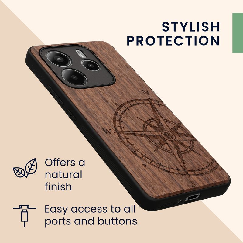 Laptop, Telefoane si Tablete - Telefoane mobile si accesorii - Accesorii Telefoane - Huse telefoane - Husa tip bumper Kwmobile pentru Xiaomi Redmi Note 14 5G, anti-alunecare, lemn, TPU, maro - Infinity.ro