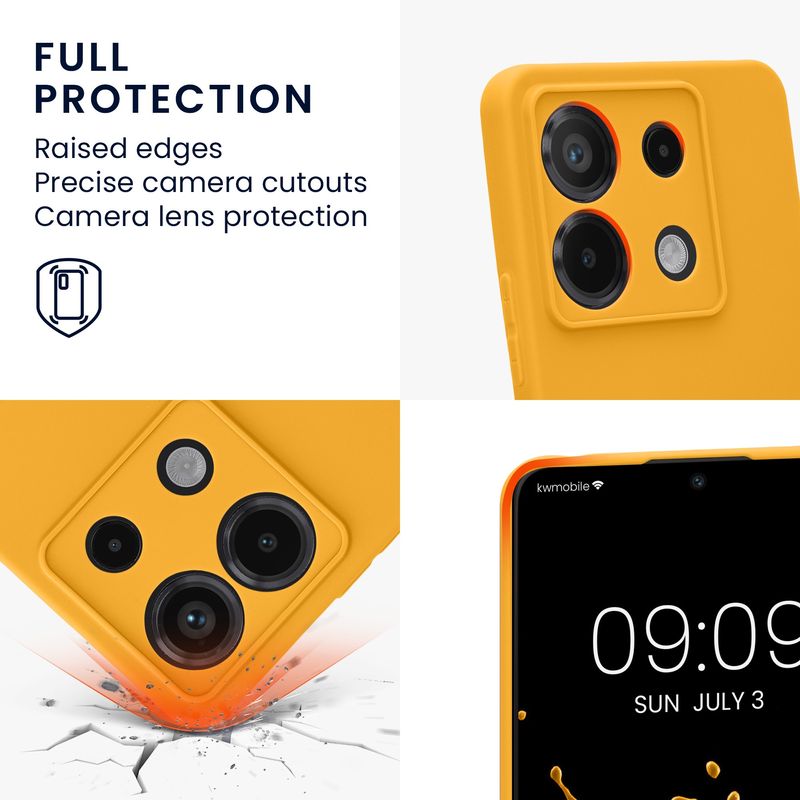 Laptop, Telefoane si Tablete - Telefoane mobile si accesorii - Accesorii Telefoane - Huse telefoane - Husa Kwmobile pentru Xiaomi Redmi Note 13 Pro 5G/Poco X6 5G, anti-alunecare, silicon, portocaliu mango - Infinity.ro