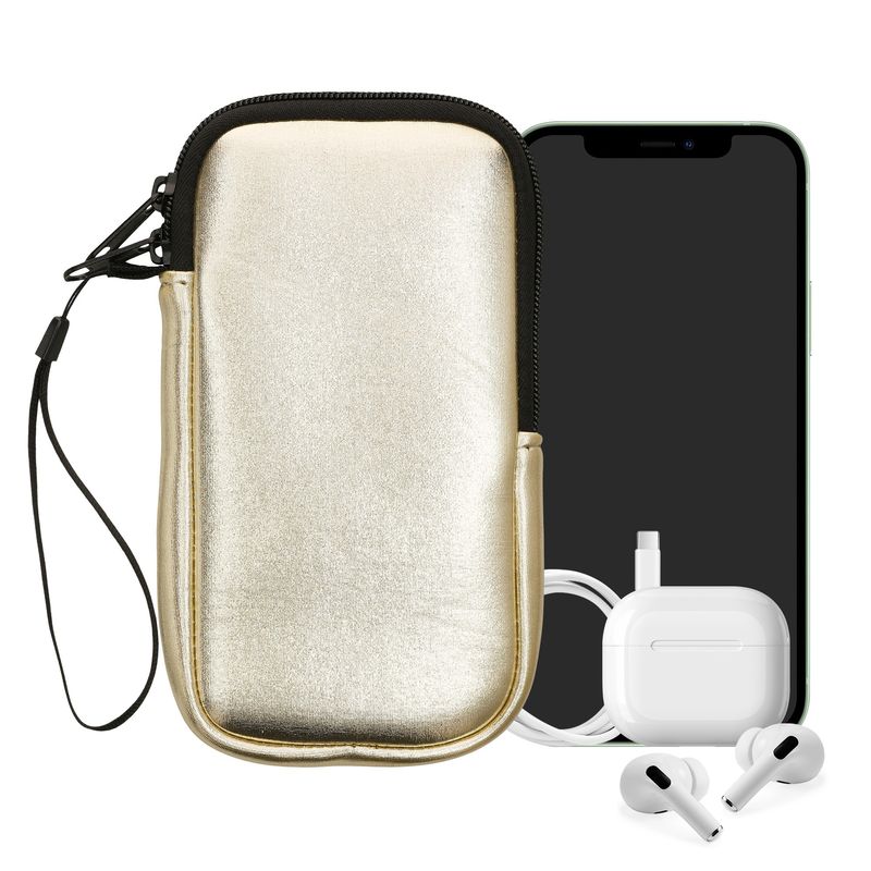 Laptop, Telefoane si Tablete - Telefoane mobile si accesorii - Accesorii Telefoane - Huse telefoane - Husa tip holster Kwmobile, anti-alunecare, protectie la praf, neopren, auriu - Infinity.ro