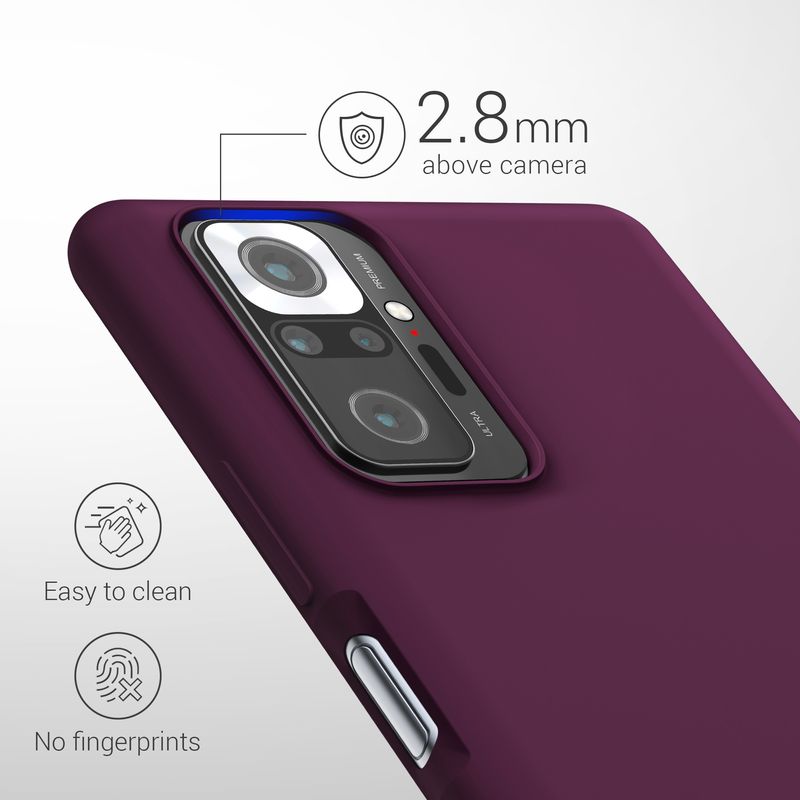 Laptop, Telefoane si Tablete - Telefoane mobile si accesorii - Accesorii Telefoane - Huse telefoane - Husa Kwmobile pentru Xiaomi Redmi Note 10 Pro, incarcare wireless, silicon, mov, bordo - Infinity.ro