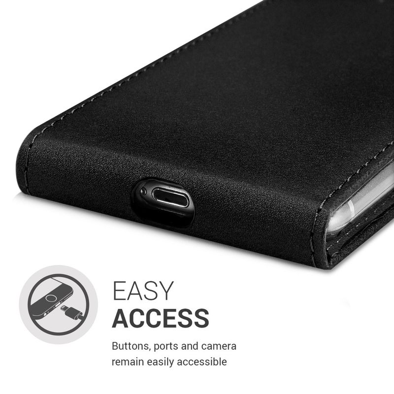 Laptop, Telefoane si Tablete - Telefoane mobile si accesorii - Accesorii Telefoane - Huse telefoane - Husa tip flip Kwmobile pentru iPhone SE3/SE2/SE (2022)/SE (2020), inchidere magnetica, piele ecologica, negru - Infinity.ro