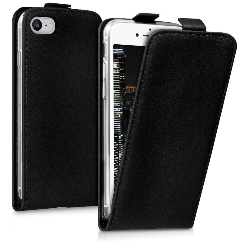 Laptop, Telefoane si Tablete - Telefoane mobile si accesorii - Accesorii Telefoane - Huse telefoane - Husa tip flip Kwmobile pentru iPhone SE3/SE2/SE (2022)/SE (2020), inchidere magnetica, piele ecologica, negru - Infinity.ro