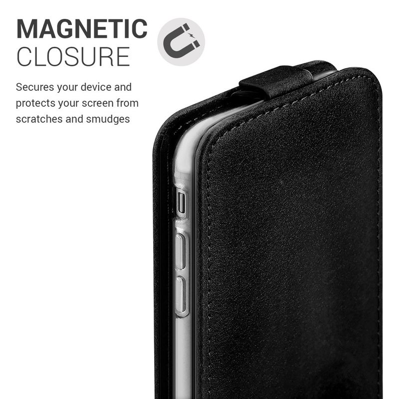 Laptop, Telefoane si Tablete - Telefoane mobile si accesorii - Accesorii Telefoane - Huse telefoane - Husa tip flip Kwmobile pentru iPhone SE3/SE2/SE (2022)/SE (2020), inchidere magnetica, piele ecologica, negru - Infinity.ro