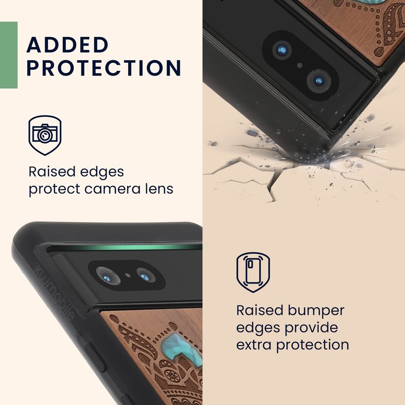 Laptop, Telefoane si Tablete - Telefoane mobile si accesorii - Accesorii Telefoane - Huse telefoane - Husa tip bumper Kwmobile pentru Google Pixel 7, anti-alunecare, protectie la socuri, lemn, TPU, maro - Infinity.ro