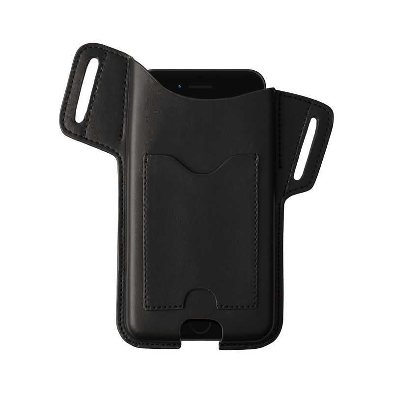 Laptop, Telefoane si Tablete - Telefoane mobile si accesorii - Accesorii Telefoane - Huse telefoane - Husa tip holster Kwmobile, buzunar card, piele ecologica, negru - Infinity.ro