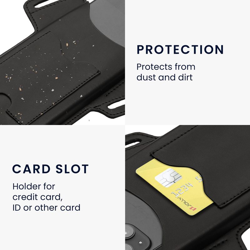 Laptop, Telefoane si Tablete - Telefoane mobile si accesorii - Accesorii Telefoane - Huse telefoane - Husa tip holster Kwmobile, buzunar card, piele ecologica, negru - Infinity.ro