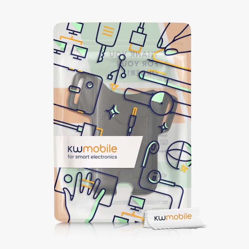 Laptop, Telefoane si Tablete - Telefoane mobile si accesorii - Accesorii Telefoane - Huse telefoane - Husa tip holster Kwmobile, buzunar card, piele ecologica, negru - Infinity.ro