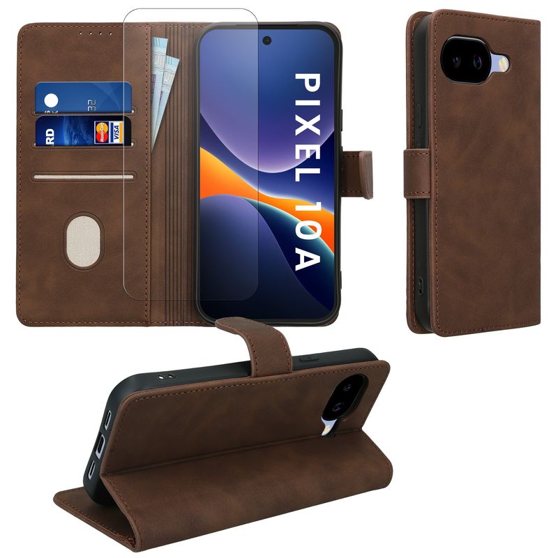 Laptop, Telefoane si Tablete - Telefoane mobile si accesorii - Accesorii Telefoane - Huse telefoane - Husa tip portofel Kwmobile pentru Google Pixel 10a, inchidere magnetica, piele ecologica, maro - Infinity.ro