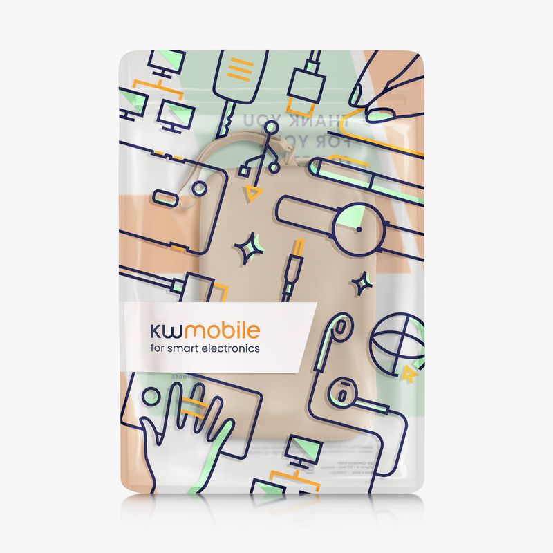 Laptop, Telefoane si Tablete - Telefoane mobile si accesorii - Accesorii Telefoane - Huse telefoane - Husa universala tip holster Kwmobile, buzunar card, curea de mana, rezistenta la apa, silicon, bej - Infinity.ro