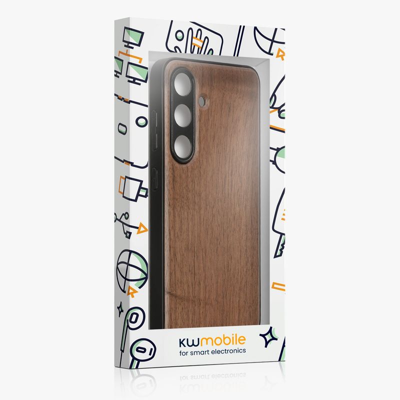 Laptop, Telefoane si Tablete - Telefoane mobile si accesorii - Accesorii Telefoane - Huse telefoane - Husa Kwmobile pentru Samsung Galaxy S25, compatibilitate MagSafe, lemn, TPU, maro - Infinity.ro