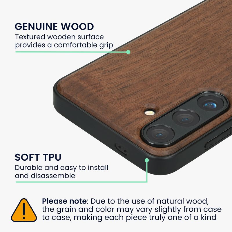Laptop, Telefoane si Tablete - Telefoane mobile si accesorii - Accesorii Telefoane - Huse telefoane - Husa Kwmobile pentru Samsung Galaxy S25, compatibilitate MagSafe, lemn, TPU, maro - Infinity.ro