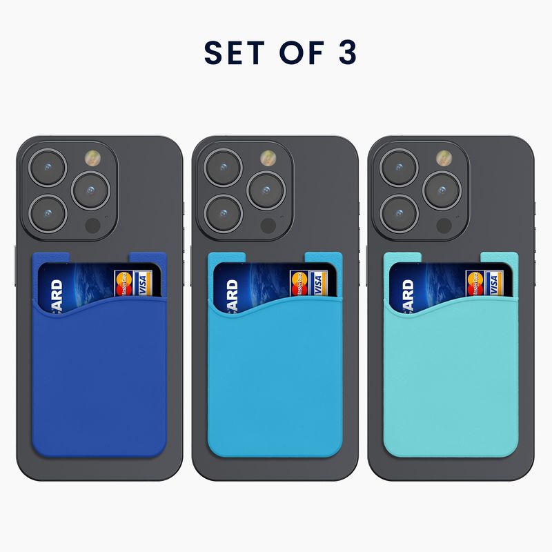 Laptop, Telefoane si Tablete - Telefoane mobile si accesorii - Accesorii Telefoane - Huse telefoane - Set 3 huse universale Kwmobile, buzunar card, protectie la zgarieturi, silicon, albastru - Infinity.ro