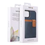 Laptop, Telefoane si Tablete - Telefoane mobile si accesorii - Accesorii Telefoane - Huse telefoane - Husa tip portofel Kalibri pentru iPhone 13/14, buzunar card, protectie la socuri, piele ecologica, TPU, albastru, maro - Infinity.ro