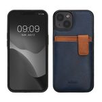 Laptop, Telefoane si Tablete - Telefoane mobile si accesorii - Accesorii Telefoane - Huse telefoane - Husa tip portofel Kalibri pentru iPhone 13/14, buzunar card, protectie la socuri, piele ecologica, TPU, albastru, maro - Infinity.ro