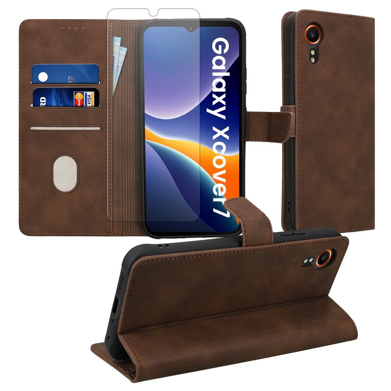 Laptop, Telefoane si Tablete - Telefoane mobile si accesorii - Accesorii Telefoane - Huse telefoane - Husa tip portofel Kwmobile pentru Samsung Galaxy Xcover7, inchidere magnetica, piele ecologica, maro - Infinity.ro