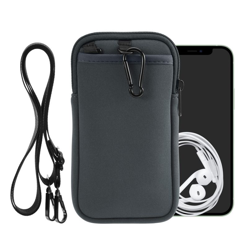 Laptop, Telefoane si Tablete - Telefoane mobile si accesorii - Accesorii Telefoane - Huse telefoane - Husa Kwmobile, protectie la zgarieturi, prindere cu carabina, protectie la praf, neopren, gri - Infinity.ro