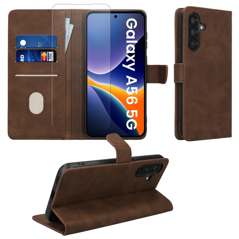 Laptop, Telefoane si Tablete - Telefoane mobile si accesorii - Accesorii Telefoane - Huse telefoane - Husa tip portofel Kwmobile pentru Samsung Galaxy A56 5G, inchidere magnetica, piele ecologica, maro - Infinity.ro