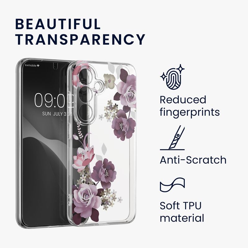 Laptop, Telefoane si Tablete - Telefoane mobile si accesorii - Accesorii Telefoane - Huse telefoane - Husa Kwmobile pentru Samsung Galaxy S26 Plus, protectie la zgarieturi, TPU, sticla temperata, mov, transparent - Infinity.ro