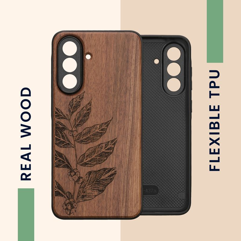 Laptop, Telefoane si Tablete - Telefoane mobile si accesorii - Accesorii Telefoane - Huse telefoane - Husa tip bumper Kwmobile pentru Samsung Galaxy A37 5G, protectie la socuri, lemn, TPU, maro - Infinity.ro