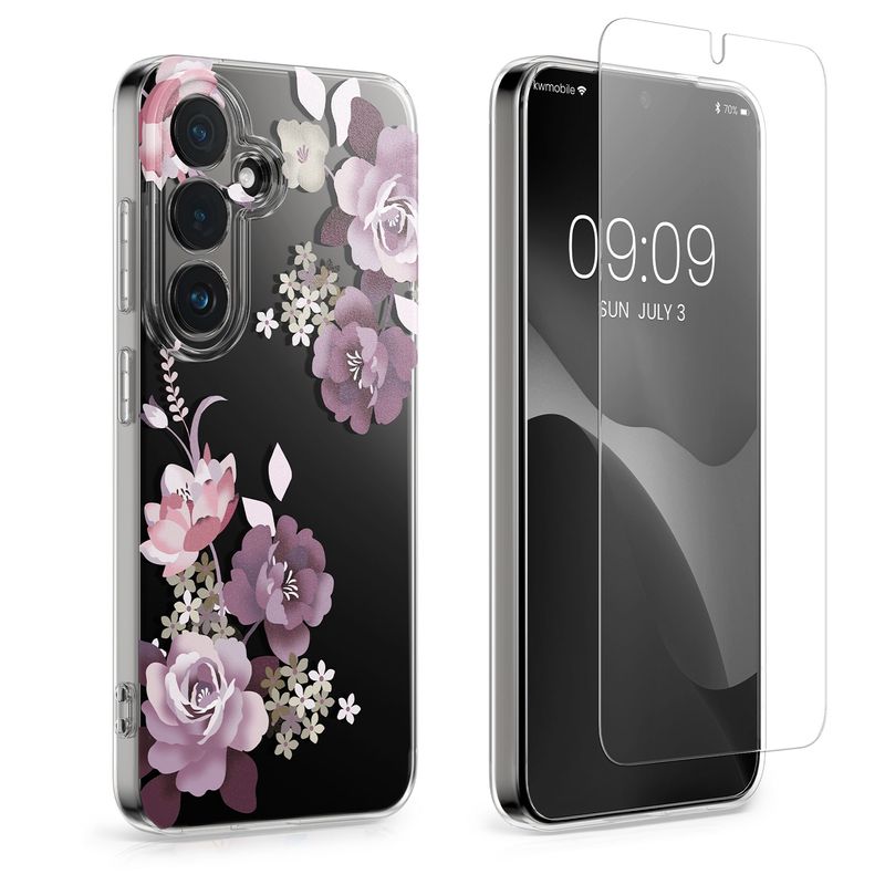 Laptop, Telefoane si Tablete - Telefoane mobile si accesorii - Accesorii Telefoane - Huse telefoane - Husa Kwmobile pentru Samsung Galaxy S26 Plus, protectie la zgarieturi, TPU, sticla temperata, mov, transparent - Infinity.ro