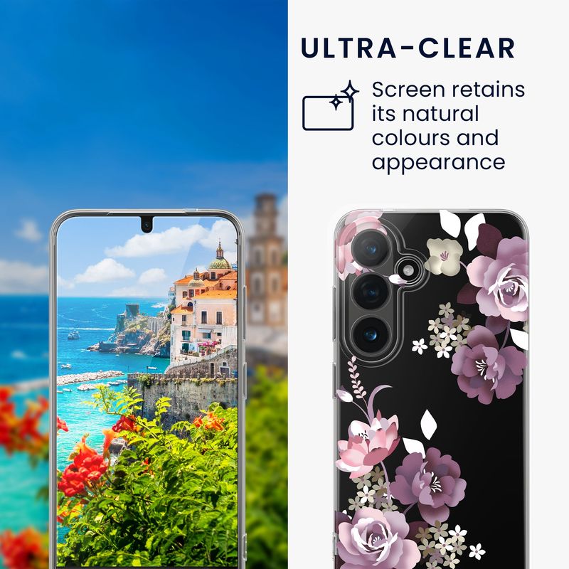 Laptop, Telefoane si Tablete - Telefoane mobile si accesorii - Accesorii Telefoane - Huse telefoane - Husa Kwmobile pentru Samsung Galaxy S26 Plus, protectie la zgarieturi, TPU, sticla temperata, mov, transparent - Infinity.ro