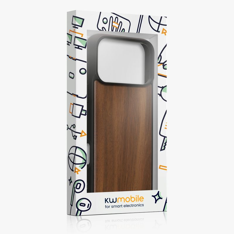 Laptop, Telefoane si Tablete - Telefoane mobile si accesorii - Accesorii Telefoane - Huse telefoane - Husa tip bumper Kwmobile pentru iPhone 17 Pro Max, protectie la socuri, lemn, TPU, maro vintage - Infinity.ro