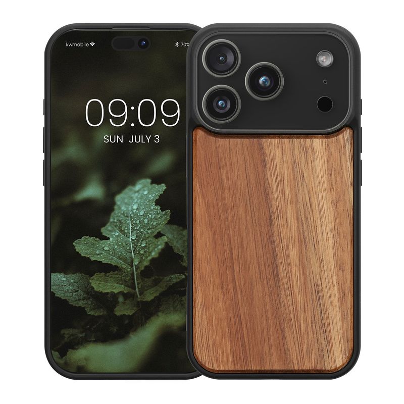 Laptop, Telefoane si Tablete - Telefoane mobile si accesorii - Accesorii Telefoane - Huse telefoane - Husa tip bumper Kwmobile pentru iPhone 17 Pro, protectie la socuri, lemn, TPU, maro vintage - Infinity.ro
