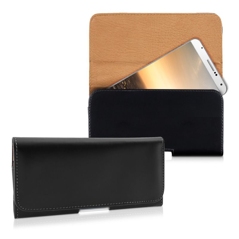 Laptop, Telefoane si Tablete - Telefoane mobile si accesorii - Accesorii Telefoane - Huse telefoane - Husa tip holster Kwmobile, protectie la zgarieturi, piele ecologica, negru - Infinity.ro