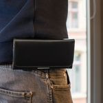 Laptop, Telefoane si Tablete - Telefoane mobile si accesorii - Accesorii Telefoane - Huse telefoane - Husa tip holster Kwmobile, protectie la zgarieturi, piele ecologica, negru - Infinity.ro