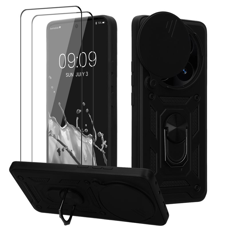 Laptop, Telefoane si Tablete - Telefoane mobile si accesorii - Accesorii Telefoane - Huse telefoane - Husa tip bumper Kwmobile pentru Xiaomi Redmi Note 14 Pro 5G/Poco X7, functie stand, TPU, negru - Infinity.ro