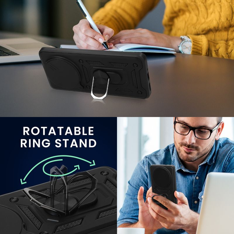 Laptop, Telefoane si Tablete - Telefoane mobile si accesorii - Accesorii Telefoane - Huse telefoane - Husa tip bumper Kwmobile pentru Xiaomi Redmi Note 14 Pro 5G/Poco X7, functie stand, TPU, negru - Infinity.ro
