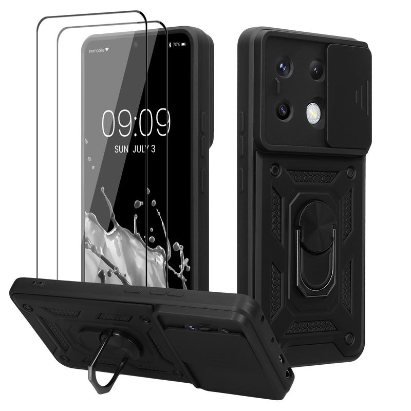 Laptop, Telefoane si Tablete - Telefoane mobile si accesorii - Accesorii Telefoane - Huse telefoane - Husa tip bumper Kwmobile pentru Xiaomi Redmi Note 13 Pro 5G/Poco X6 5G, functie stand, TPU, negru - Infinity.ro