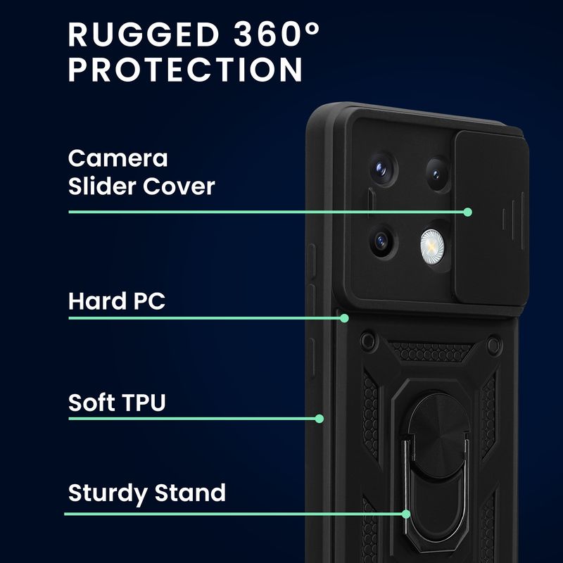 Laptop, Telefoane si Tablete - Telefoane mobile si accesorii - Accesorii Telefoane - Huse telefoane - Husa tip bumper Kwmobile pentru Xiaomi Redmi Note 13 Pro 5G/Poco X6 5G, functie stand, TPU, negru - Infinity.ro