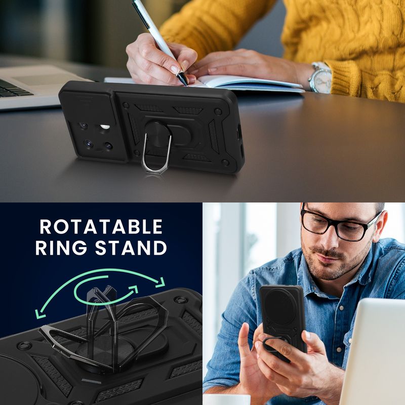 Laptop, Telefoane si Tablete - Telefoane mobile si accesorii - Accesorii Telefoane - Huse telefoane - Husa tip bumper Kwmobile pentru Xiaomi Redmi Note 13 Pro 5G/Poco X6 5G, functie stand, TPU, negru - Infinity.ro
