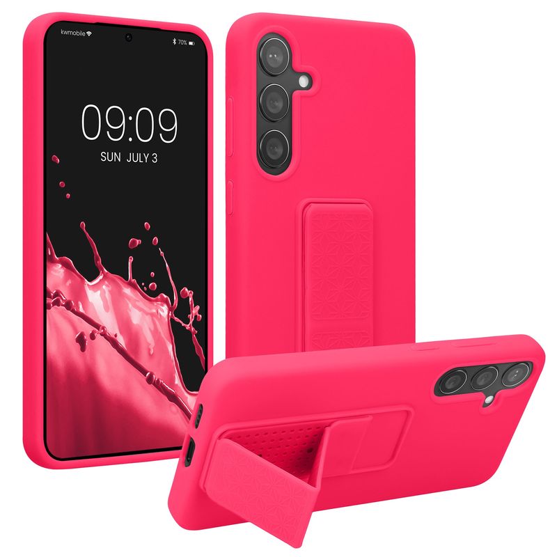 Laptop, Telefoane si Tablete - Telefoane mobile si accesorii - Accesorii Telefoane - Huse telefoane - Husa Kwmobile pentru Samsung Galaxy S24 Plus, functie stand, silicon, roz - Infinity.ro