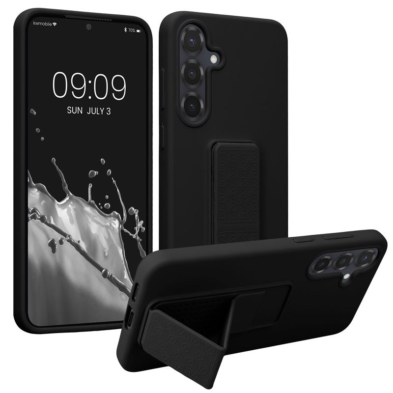 Laptop, Telefoane si Tablete - Telefoane mobile si accesorii - Accesorii Telefoane - Huse telefoane - Husa Kwmobile pentru Samsung Galaxy S25 Plus, functie stand, silicon, negru - Infinity.ro