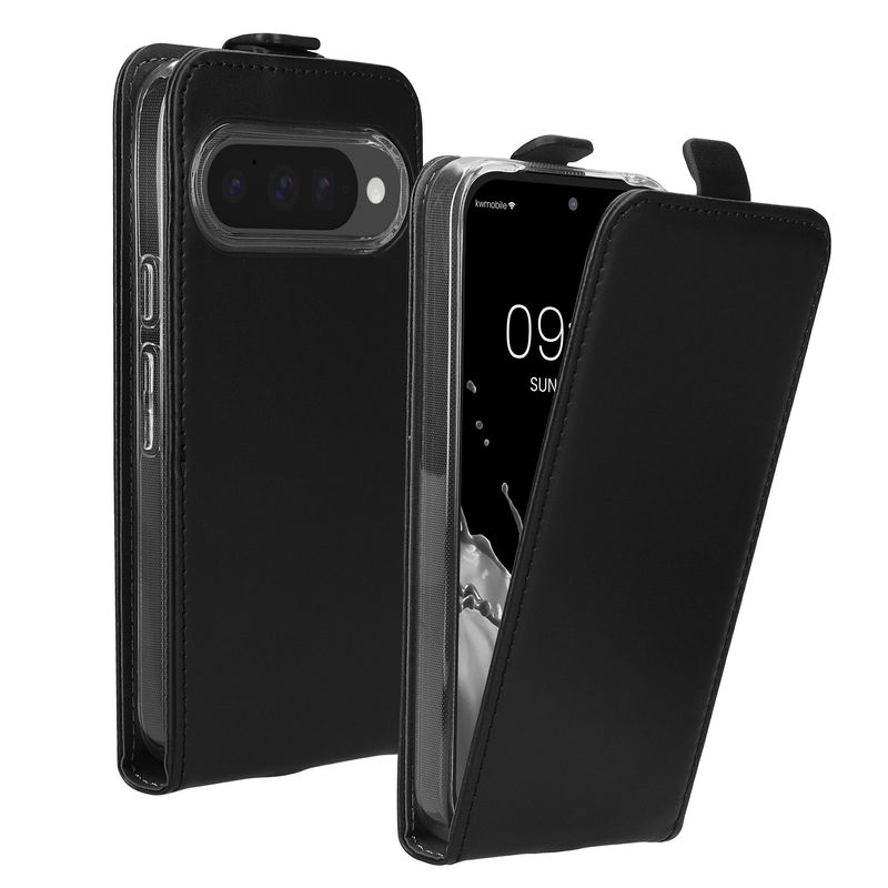 Laptop, Telefoane si Tablete - Telefoane mobile si accesorii - Accesorii Telefoane - Huse telefoane - Husa tip flip Kwmobile pentru Google Pixel 10/Pixel 10 Pro, inchidere magnetica, piele ecologica, negru - Infinity.ro