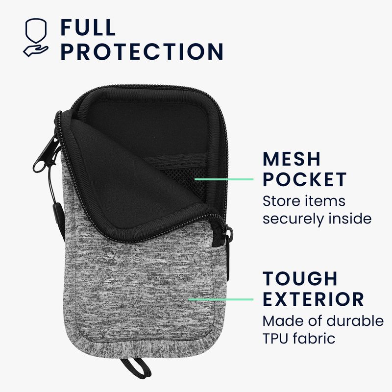 Laptop, Telefoane si Tablete - Telefoane mobile si accesorii - Accesorii Telefoane - Huse telefoane - Husa tip holster Kwmobile, anti-alunecare, 5,5 inch, neopren, gri, alb - Infinity.ro