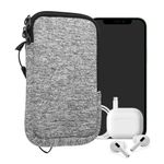 Laptop, Telefoane si Tablete - Telefoane mobile si accesorii - Accesorii Telefoane - Huse telefoane - Husa tip holster Kwmobile, anti-alunecare, 5,5 inch, neopren, gri, alb - Infinity.ro