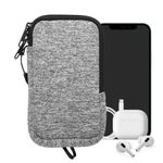 Laptop, Telefoane si Tablete - Telefoane mobile si accesorii - Accesorii Telefoane - Huse telefoane - Husa tip holster Kwmobile, anti-alunecare, 5,5 inch, neopren, gri, alb - Infinity.ro
