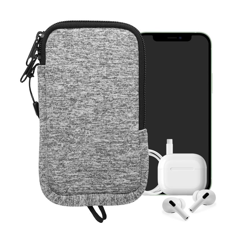 Laptop, Telefoane si Tablete - Telefoane mobile si accesorii - Accesorii Telefoane - Huse telefoane - Husa tip holster Kwmobile, anti-alunecare, 5,5 inch, neopren, gri, alb - Infinity.ro
