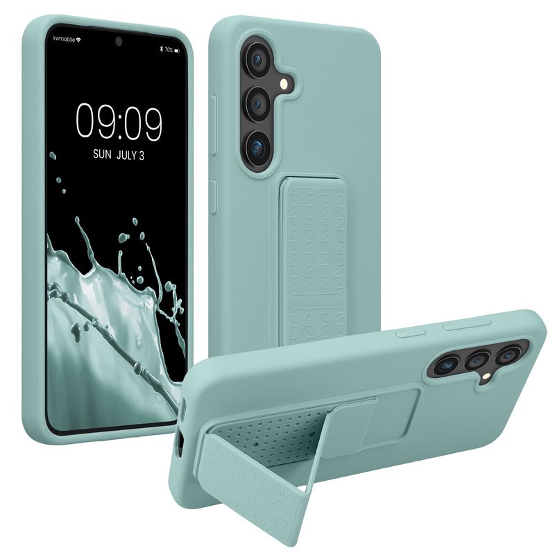 Laptop, Telefoane si Tablete - Telefoane mobile si accesorii - Accesorii Telefoane - Huse telefoane - Husa Kwmobile pentru Samsung Galaxy S25, functie stand, silicon, verde - Infinity.ro