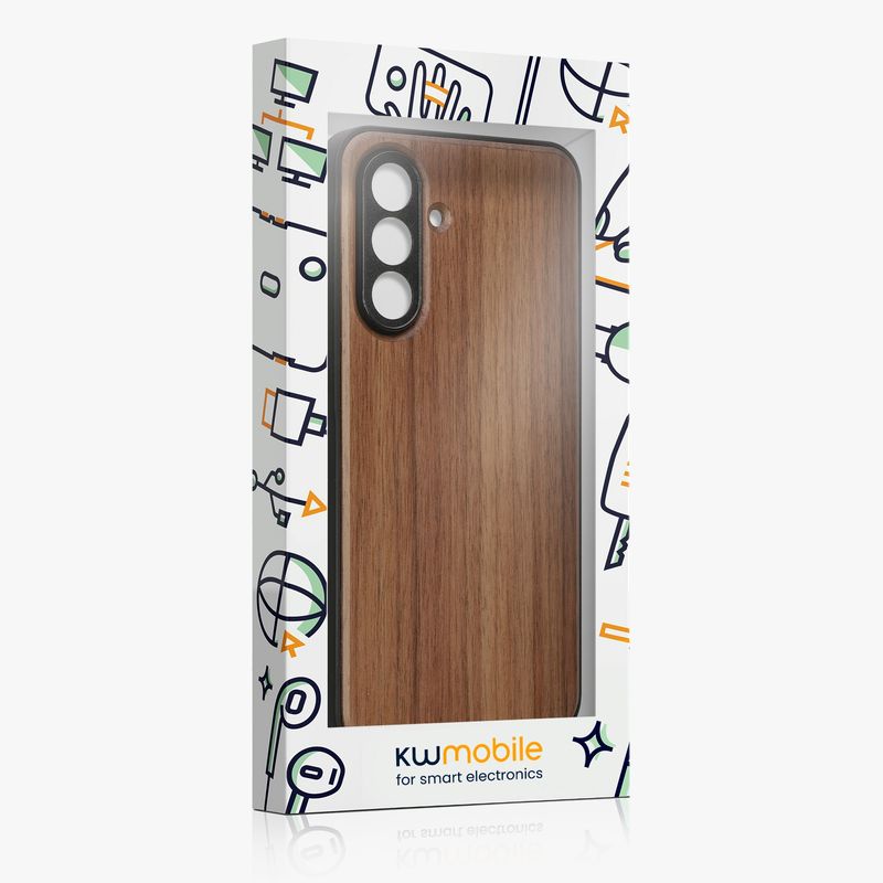 Laptop, Telefoane si Tablete - Telefoane mobile si accesorii - Accesorii Telefoane - Huse telefoane - Husa tip bumper Kwmobile pentru Samsung Galaxy A56 5G, anti-alunecare, protectie la socuri, lemn, TPU, maro - Infinity.ro