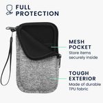 Laptop, Telefoane si Tablete - Telefoane mobile si accesorii - Accesorii Telefoane - Huse telefoane - Husa tip holster Kwmobile, anti-alunecare, neopren, gri deschis mat, alb - Infinity.ro