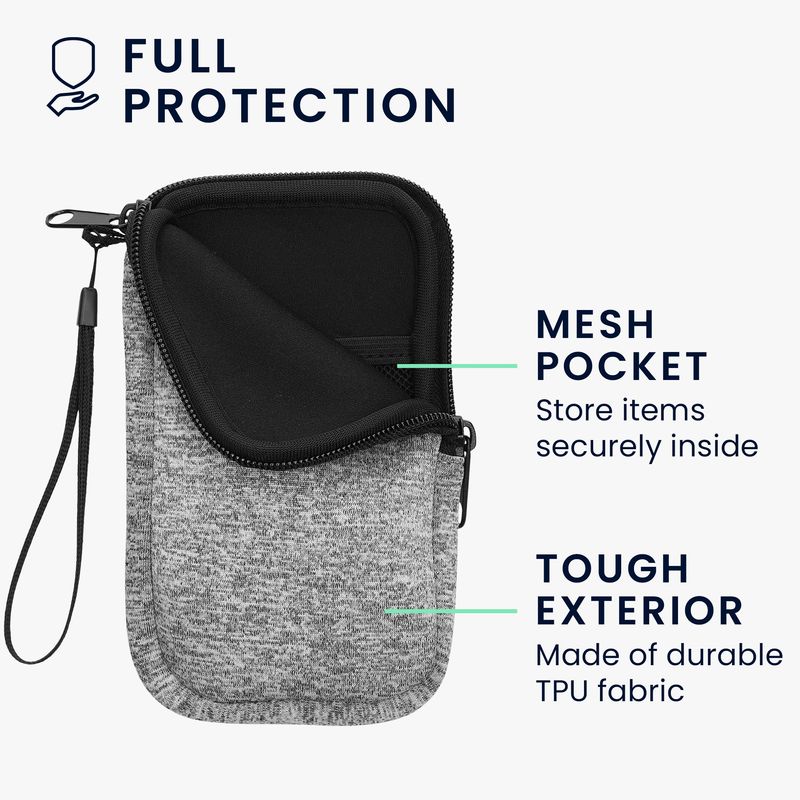 Laptop, Telefoane si Tablete - Telefoane mobile si accesorii - Accesorii Telefoane - Huse telefoane - Husa tip holster Kwmobile, anti-alunecare, neopren, gri deschis mat, alb - Infinity.ro