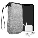 Laptop, Telefoane si Tablete - Telefoane mobile si accesorii - Accesorii Telefoane - Huse telefoane - Husa tip holster Kwmobile, anti-alunecare, neopren, gri deschis mat, alb - Infinity.ro