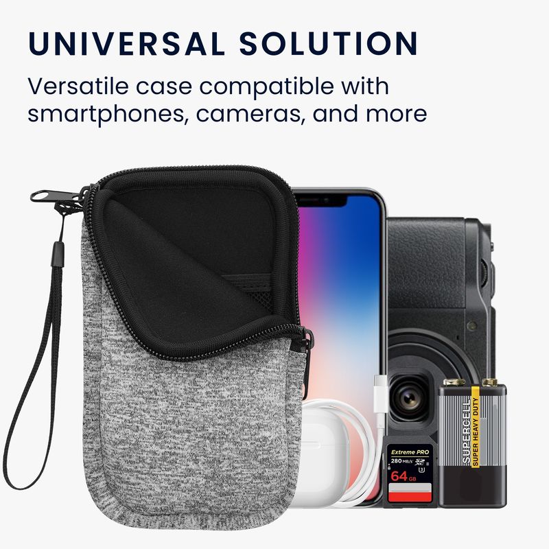 Laptop, Telefoane si Tablete - Telefoane mobile si accesorii - Accesorii Telefoane - Huse telefoane - Husa tip holster Kwmobile, anti-alunecare, neopren, gri deschis mat, alb - Infinity.ro