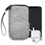 Laptop, Telefoane si Tablete - Telefoane mobile si accesorii - Accesorii Telefoane - Huse telefoane - Husa tip holster Kwmobile, anti-alunecare, neopren, gri deschis mat, alb - Infinity.ro